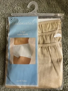 Vintage Sears Fundamentals Nylon Briefs (3 Pair) Size 6 in Beige- New - Picture 1 of 4