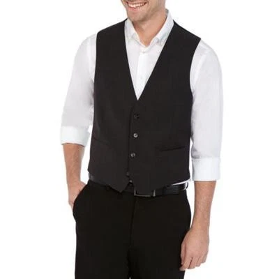 Calvin Klein Mens Slim fit Button-Up Suit Vest Large Charcoal Grey Solid Stretch - Image 1 of 1