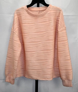 Pullover rosa acanalado manga larga nuevo sin etiquetas talla XL 93% poliéster 7% spandex - Imagen 1 de 3
