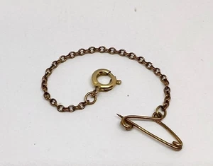 GOOD VINTAGE 9ct GOLD "Safety Chain" for Brooch - clasp each end Length 8 cm - Picture 1 of 5