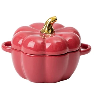 Dutch Oven Pot with Lid, Pumpkin Pottery Dessert Saucepan, Mini Baking Dish C... - Picture 1 of 7