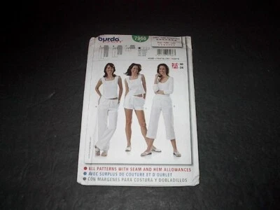 Burda Pattern 7966 Misses' Semi-Fitted Shorts Pants in Two Lengths 12 ~ 24 Uncut - Image 1 of 3