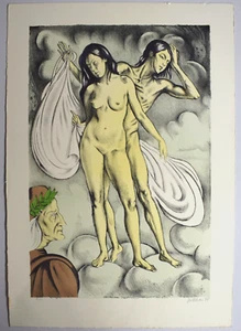 LITOGRAFIA a Colori "IL DANTE, L'INFERNO" Gregorio Sciltan 1900 - Foto 1 di 2