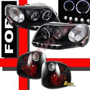 01 02 03 Ford F150 SVT Supercrew Black Halo Projector Headlights + Tail Lights - Picture 1 of 4