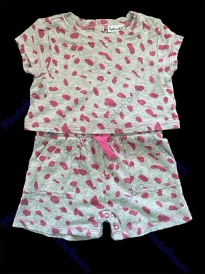 Splendid EUC Grey/Pink Sugar & Spice Cotton/Mod Knit Romper-6-12Mos - Image 1 of 4