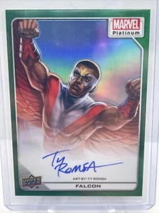 2023 UD Marvel Platinum Falcon Artist Auto Ty Romsa Green Rainbow #04/10 NM - Picture 1 of 4