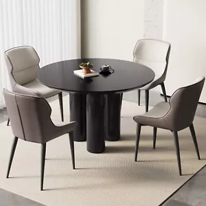 46" Black Round Dining Table Modern Kitchen Table Small Side End Sofa Table - Picture 1 of 16