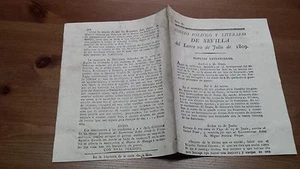 Núm 40 Correo Politico y Literario de Sevilla 1809, Terragona Jaen Conegliano... - Picture 1 of 1