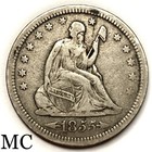 1855 Arrows Seated Liberty Silver Quarter. Better Date Type Coin