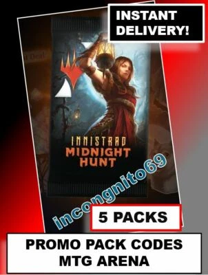MAGIC MTG ARENA CODE CARD 5 Promo Pack Booster 5 CODES INNISTRAD MIDNIGHT MID - Image 1 of 4