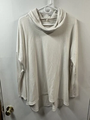 Top Lou & Grey para mujer con capucha cuello XL marfil moteado manga larga mezcla de rayón Foto 1 de 4