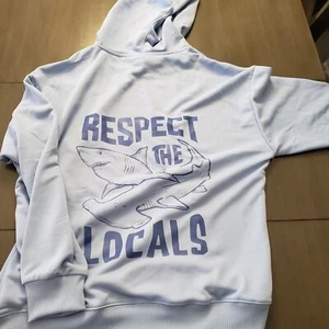 Respect The Locals Save Our Oceans Shark Animals Men Women Hooded Sweatshirt Med - Picture 1 of 20