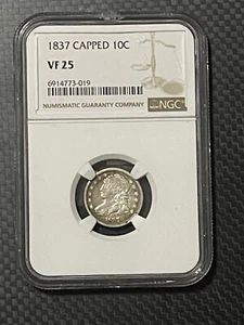 1837 10C Capped Bust Dime - NGC VF-25 - Picture 1 of 4