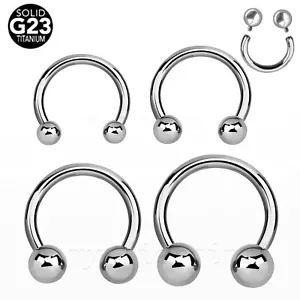 PAIR G23 Titanium Internally Threaded Horseshoe Circular Barbell Ear Lip Septum - Picture 1 of 4