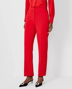 Neu mit Etikett $ 119 Ann Taylor Petite hoch geschnittene Bleistifthose fließendes Krepp Gr. 0P Jubiläum rot - Bild 1 von 3
