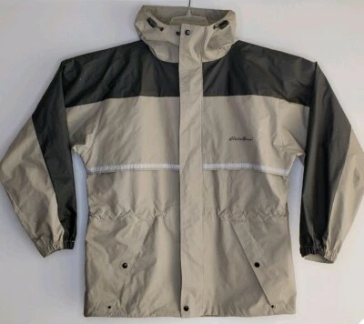 Eddie Bauer Hooded PVC Nylon Waterproof Jacket Women's Medium Waist Cord Gray - Image 1 of 4