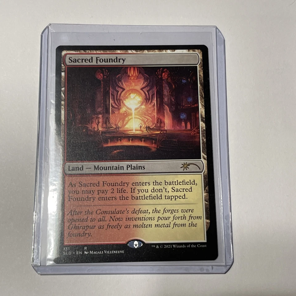 WOTC MTG  - Secret Lair - In Hand SACRED FOUNDRY  SHOCK LAND - red white - Image 1 of 1