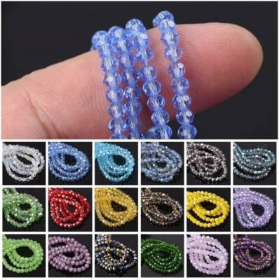 200pcs 3mm Round Faceted Ball Crystal Glass Loose Spacer Beads Lot Wholesale - Image 1 of 4