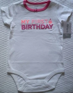 NWT CARTERS GIRLS MY FIRST BIRTHDAY TOP SHIRT 12 & 18 MONTHS AVAILABLE SHORT SLV - Picture 1 of 2