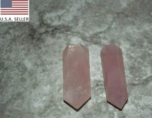Puntos de cristal de cuarzo rosa de 2 pulgadas a 2,25 pulgadas de 2 piezas, roca natural - Imagen 1 de 5