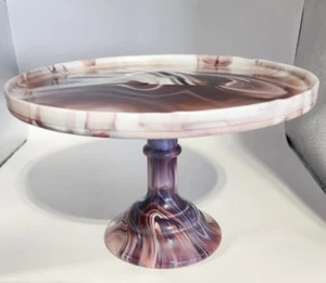 Stunning and rare antique purple slag glass cake stand - Picture 1 of 9