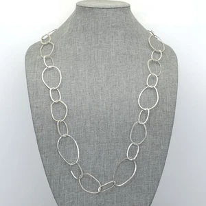Retired Silpada BUBBLE UP Big Hammered Sterling Silver Chain Link Necklace N2148 - Picture 1 of 5
