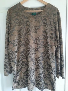 C&A Womens Olive Green Top Size UK 18 Floral 3/4 Sleeve Plus Size - Picture 1 of 6