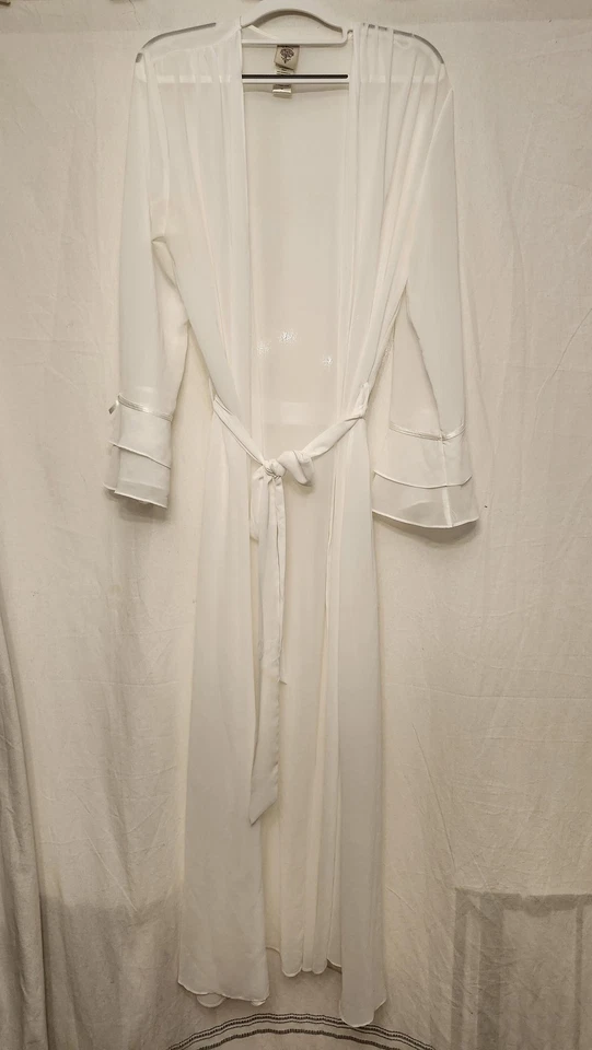 In Bloom by Jonquil Robe Womens Large White Sheer Belted Bridal Bell Sleeve - Image 1 of 4