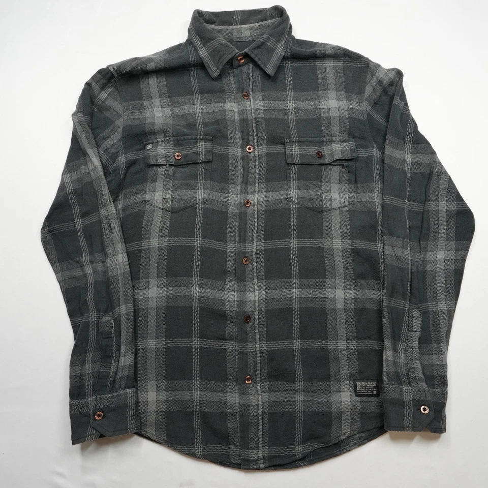 Camisa KREW Para Hombres M Gris Negra A Cuadros Manga Corta Botones Patín Y2K Ropa de Calle Foto 1 de 4