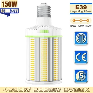 150W Adjustable LED Corn Light Bulb E39 Mogul Base, Warehouse High Bay Light CCT - Picture 1 of 13