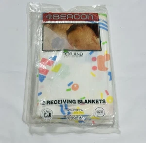 Vintage Leuchtfeuer Baby (2) Empfangsdecke bunt lustiger Druck Kuscheln 30x40" USA - Bild 1 von 9