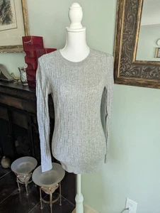 BANANA REPUBLIC Flipucci Cable Crew Pullover Gray Knit Sweater Womens Medium 146 - Picture 1 of 9