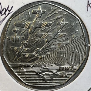 Invasión de Normandía - Día D 50 Aniversario 1994 Gran Bretaña 50 Peniques BU Moneda - Imagen 1 de 13