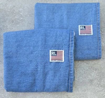 Par falso de almohada estándar 100 % algodón cambray de mezclilla Ralph Lauren envejecido de colección Foto 1 de 4