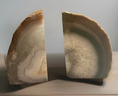 West Elm Agate Natural Stone Bookend Pair  4 1/2”tall  Made In Brazil - Image 1 of 4
