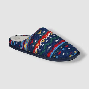 Club Room Men's Blue Holiday Memory Foam Slippers Shoe Size 6-7 - Picture 1 of 2