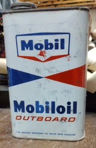 Lata vacía de aceite fueraborda Mobil Mobiloil - Imagen 1 de 5