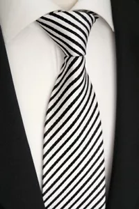 Hecho a Mano Hombre Lujo Corbata de Seda ,Negro, Blanco Crema, k 180.1 - Imagen 1 de 3
