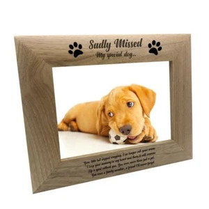 Sadly Missed Dog Remembrance Memorial Wooden Photo Frame - Picture 1 of 1