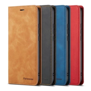Forwenw Retro Leather Flip Card Wallet Case Magnetic Stand Flip Cover Shockproof - Picture 1 of 15