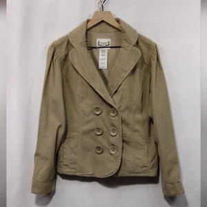 NWT Levi Strauss Corduroy Double Breasted Peacoat Women's L Tan Retro 90s Y2K - Picture 1 of 10