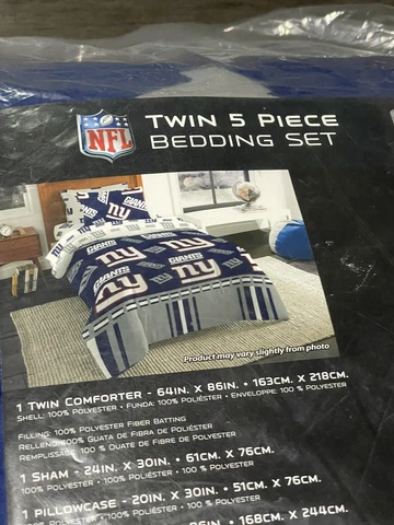 New York Giants NFL Twin 5 Piece Comforter Bedding Team Logo Bed Bag Set Sealed Cover
