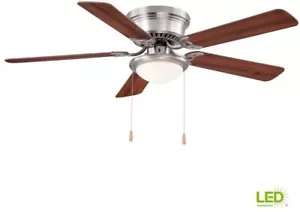 Ceiling Fan Light LED 52 In. 3-Speeds 5-Blades Indoor Flush Mount Brushed Nickel - Picture 1 of 12
