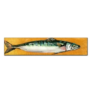 Original Oil Painting Fish Still Life Seafood Mackerel Kitchen Art MADE TO ORDER - Picture 1 of 3