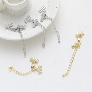 2pcs Lobster Claw Clasps with Extender Chain,Extender Chain with Teardrop Charm - Picture 1 of 5
