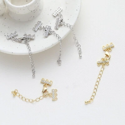 2pcs Lobster Claw Clasps with Extender Chain,Extender Chain with Teardrop Charm - Image 1 of 4