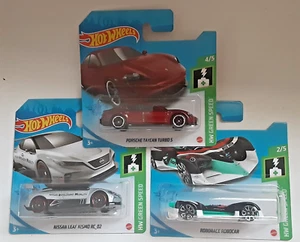 2021 Hot Wheels 3 Stück Porsche Nissan Leaf Robocar Short Card HW Green Speed - Bild 1 von 7