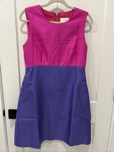 Kate Spade Blakely Colorblock Pink Purple Silk Blend Dress Sz 10 MSRP $398 - Picture 1 of 4