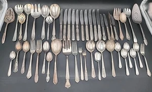 48- Vintage Mixed Lot Of Silverplate Flatware & Serving Pieces. - Picture 1 of 24