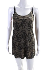 Commando Womens Mini Cami Lace Printed Slip Nightgown Brown Black Size S/M - Picture 1 of 4